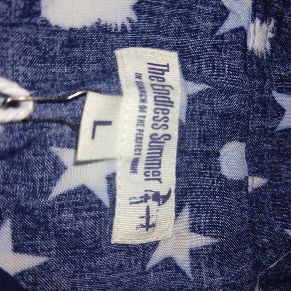 The endless summer mens button up blue and white with star stripes and p… - Picture 4 of 5
